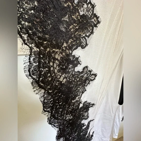 Rosamosario 100% Raw Silk Kaftan & Black Chantilly Lace “Natural Beauty” Large - Picture 10 of 17